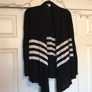 Black and White Striped Cardigan
